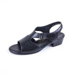 NEW 9.5N SAS Suntimer Heel Strap Leather Sandals Black